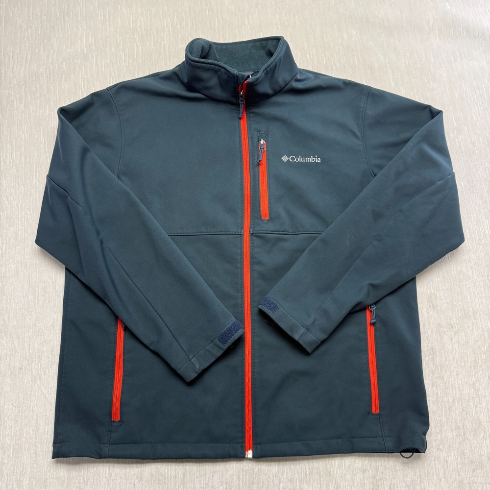 Columbia Ascender Softshell Jacket Men XL Gray Fleece Lined Zip Up Outdoor
